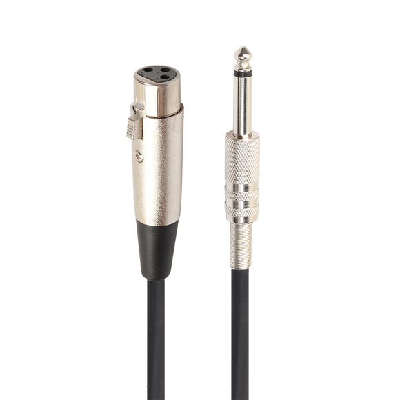 1.8/ 3M REXLIS BK3045K1 3-Pin Female XLR To 1/4 Male Mono Microphone Audio Cable