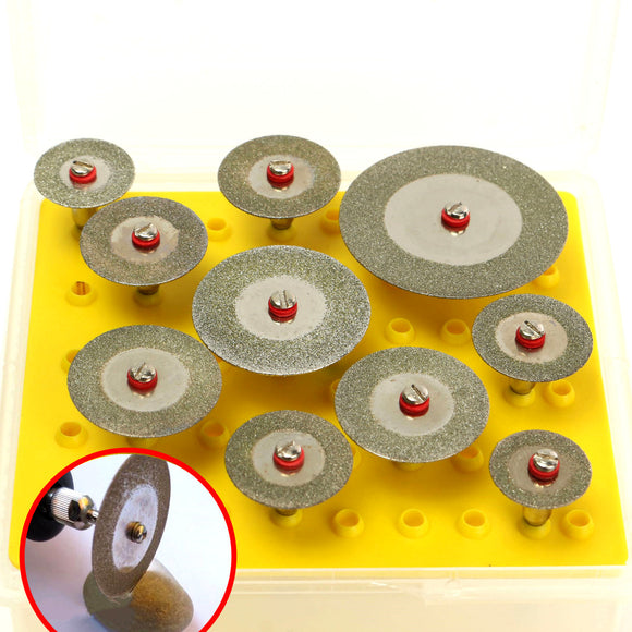 10pcs 16-40mm Diamond Cutting Disc Set Mini Drills Cut Off Wheel Saw Blade For Rotary Tool