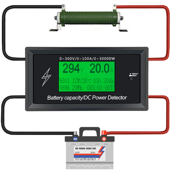 100A 300V DC Energy Meter Energy Monitoring 8 in 1 Measurement Voltage + Current + Power + Battery C