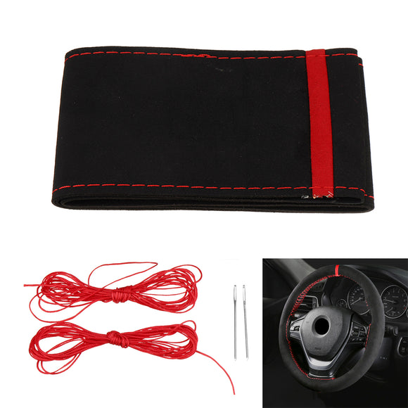 15'' 38CM Car Suede Fabric Steering Wheel Cover Universal for Vehicle Auto SUV