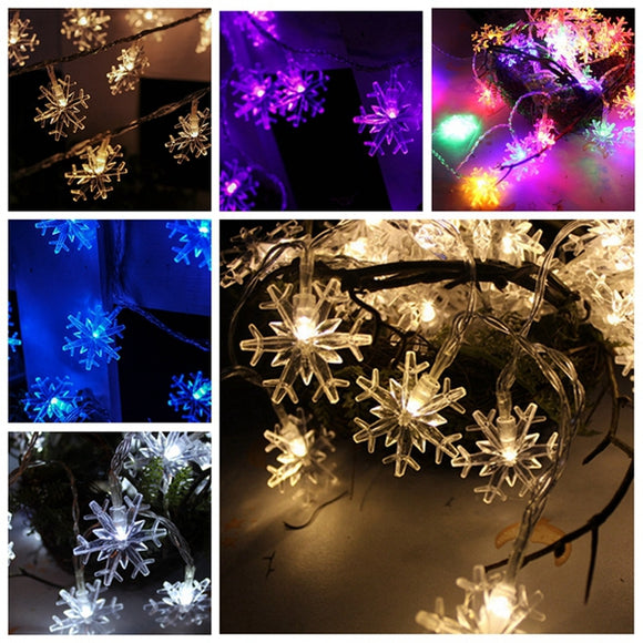 Battery Powered 20LEDs Snowflake Shaped Fairy String Light for Christmas Wedding Party DC4.5V