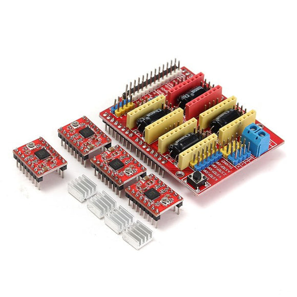 CNC Shield Board + 4Pcs A4988 Stepper Motor Driver For Arduino 3D Printer
