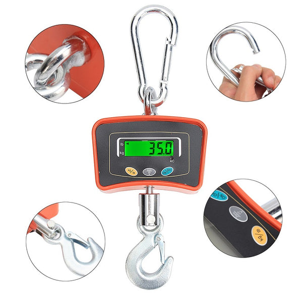 500KG/1100 LBS Digital Crane Scale 110V/220V Heavy Industrial Hanging Scale Electronic Portable Hook Weighing Balance Tools