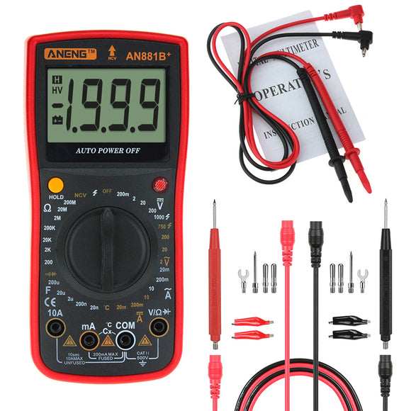 ANENG AN881B+ Digital Multimeter AC DC Voltage Current Temperature Tester Non-contact Voltage Test