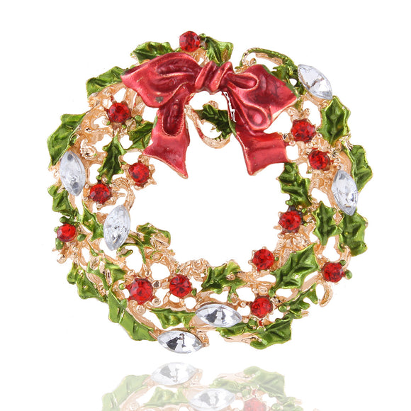 Christmas Tree and Wreath Brooch New Year Decorations Gift Shirt Collar Brooch