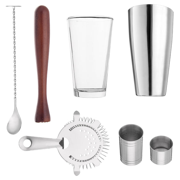 7Pcs 800mL Stainless Steel Cocktail Shaker Mixer Bartender Martini Tools Kit