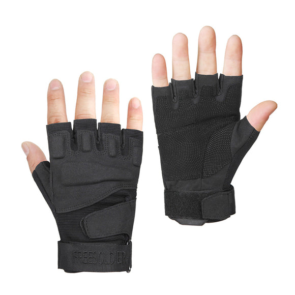 FREE SOLDIER 1Pair Tactical Gloves Wear Resistant Outdoor Safety Work Hands Protector Half Finger Glove For Hunting Sport Cycling