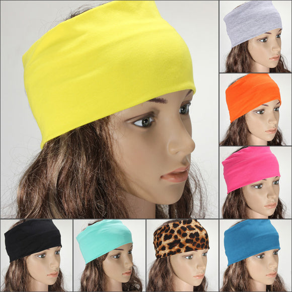 Women Multicolor Elastic Hairbands Turban Stretch Wide Yoga Headbrand