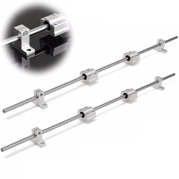 2pcs 600x8mm Linear Rail Shaft Rod with 4pcs SK8 Bearing Guide Support and SCS8UU Bearing Block