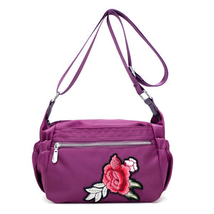 KVKY Women Nylon Flower Printing Shoulder Bags Light Crossbody Bags Outdoor Sports Messenger Bags