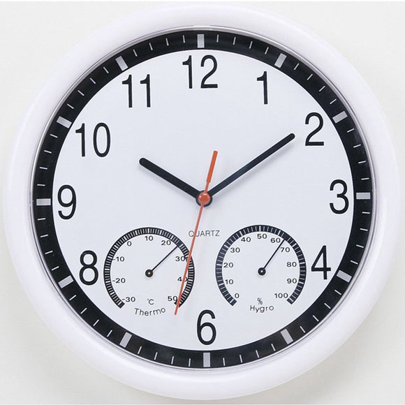 10'' 10 Inch Silent Modern Wall Clock With Thermometer & Hygrometer For Living Home Kitchen Office
