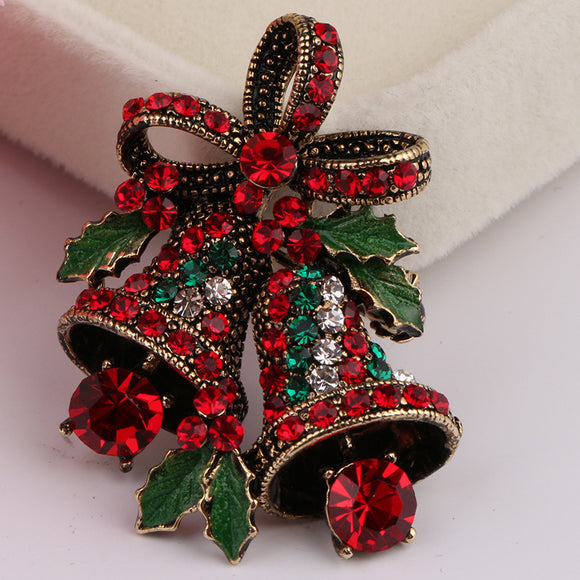 Christmas Retro Bell Festive Brooch Pin Gift Shirt Collar Brooch Sliver & Gold