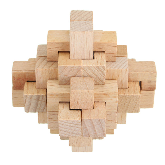 Kong Ming Lock Toys Children Kids Assembling Challenge IQ 3D Puzzle Cube Wood Toy