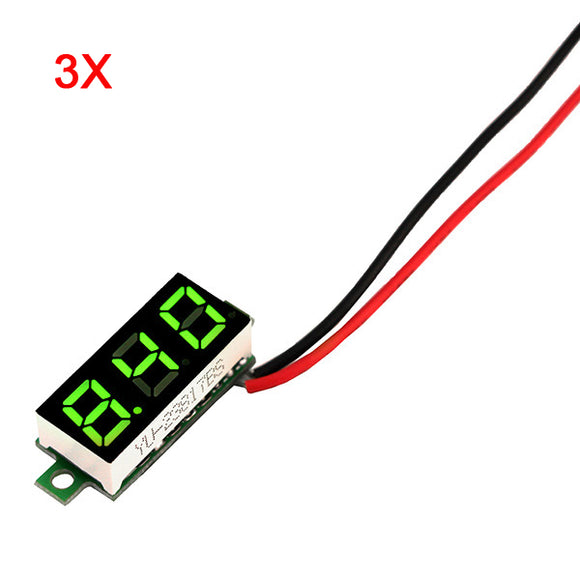 3Pcs Geekcreit Green 0.28 Inch 2.6V-30V Mini Digital Voltmeter Voltage Tester Meter