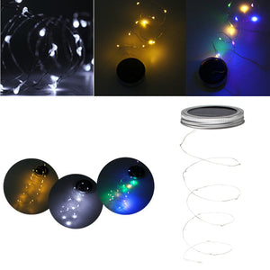 Solar Powered 1M 10LEDs Mason Jar Lid Insert Fairy String Light for Garden Christmas Party