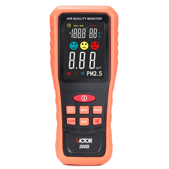 VICTOR 260B Handheld PM2.5 Detector Range 0~1000mg/m3 Air Quality Tester Temperature and Humidity Measurement