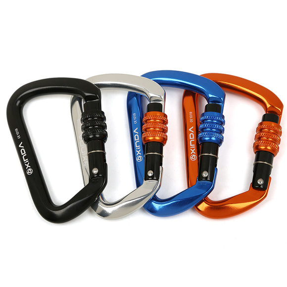 XINDA XD8121N 7075 Aviation Aluminum 2800kg 800kg Tension D-ring Rock Climbing Carabiner Screw Lock