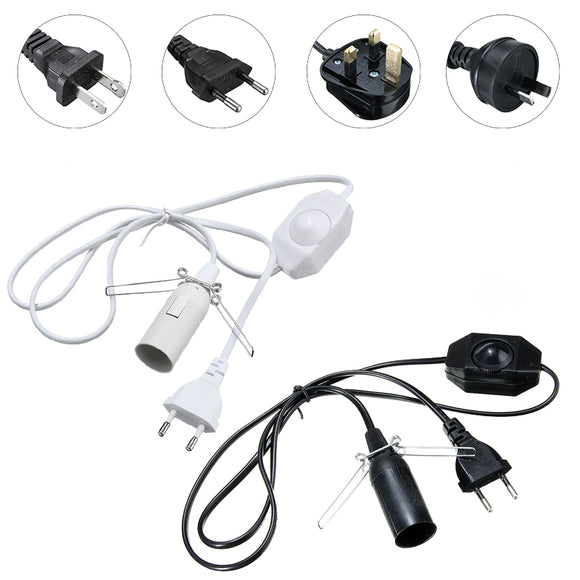 Himalayan Salt Lamp Black White E14 Light Bulb Electric Power Cord Holder Adapter Socket