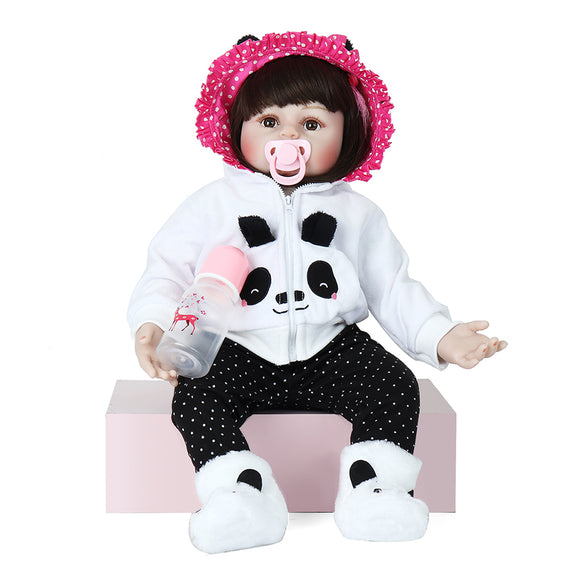 NPK Doll 22''Panda Reborn Silicone Handmade Lifelike Realistic Newborn Baby Toy