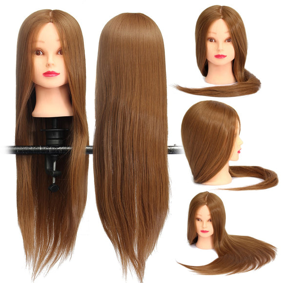 Brown 18 Inch Long Straight Hair Training Model Mannequin Practice Head Salon Cutting
