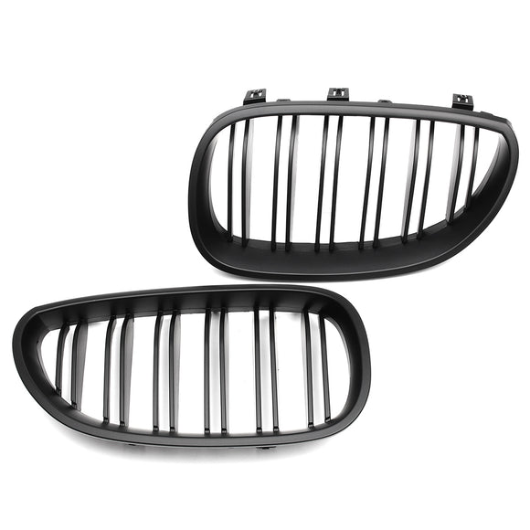Pair New Matte Black Front Grill Grille Kidney For BMW E60 E61 5 Series M5 03-09