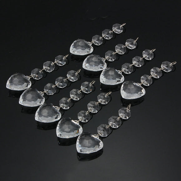 10 PCS Acrylic Heart Shape Crystal Beads Garland Chandelier Hanging Wedding Party Decor