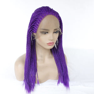 Cosplay Two Strands Of Chemical Fiber Front Lace Wig - Purple