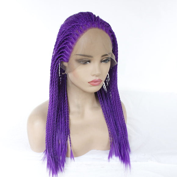 Cosplay Two Strands Of Chemical Fiber Front Lace Wig - Purple