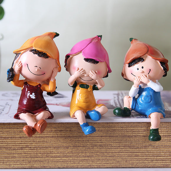 3pcs/set Not Say Not Listen Not Look Three No Cute Resin Doll Home Pastoral Model Decorations