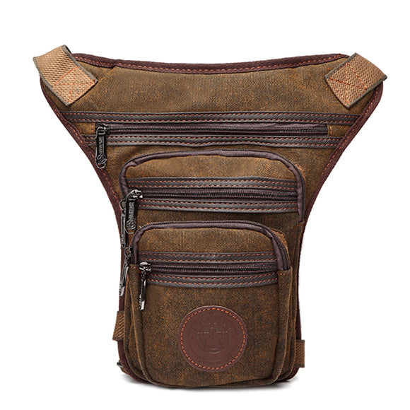 Cell Phone Pocket Solid Canvas Leg Bag Vintage Casual Waist Bag For Men