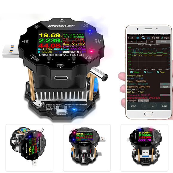 UB18L Color APP Battery Tester Electronic Load 18650 Capacity Monitor Indicator Discharge Charge Usb Meter