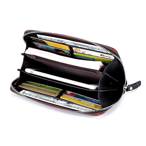 Women Genuine Leather Two Fold Purse Wallet Card Bag Mobile Phone Bag