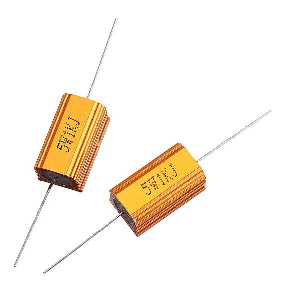 2pcs RX24 5W 1KR 1KRJ Metal Aluminum Case High Power Resistor Golden Metal Shell Case Heatsink Resistance Resistor