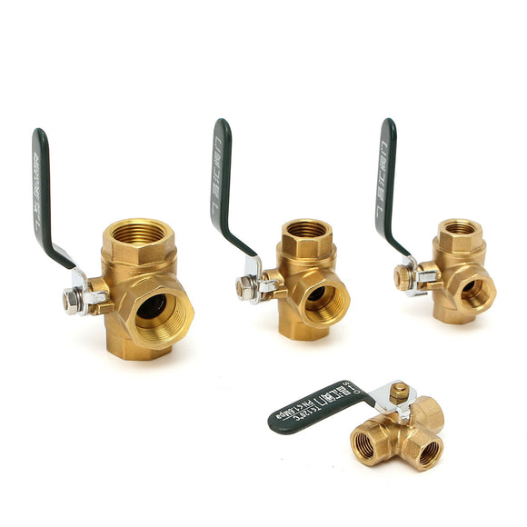 1/4'' 3/8'' 1/2'' 3/4'' Fixed Ball Valve Shut-Off Water Steam 3 Way Connector