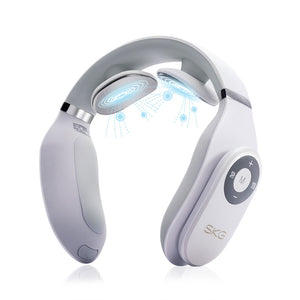 SKG Smart Neck Massager with Heating Function Tens Unit Electric Pulse Neck Massage Equipment 3D Wireless Deep Tissue Massage Travel