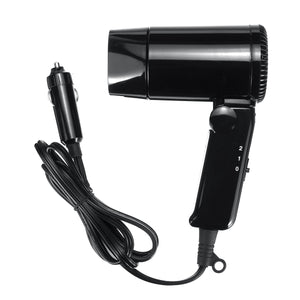 12V Electric Car Hair Dryer 2 Gears Mini Foldable Low Noise Hairdressing Blower