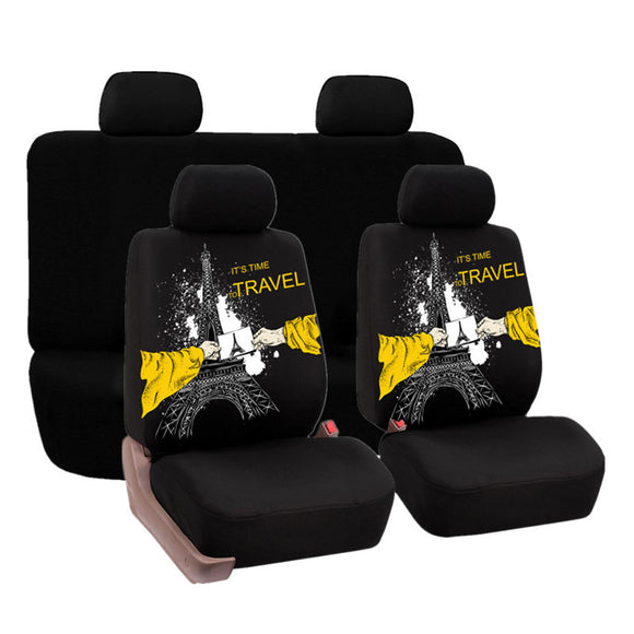 Universal Tower Full Set Front Rear Car Seat Cover for Auto Truck SUV with Detachable Headrest