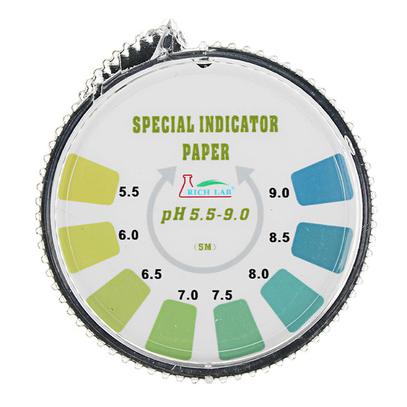 Precision PH Test Strips Roll Short Range 5.5-9.0 Indicator Paper Tester Dispenser Color Chart 5m/16.4 ft