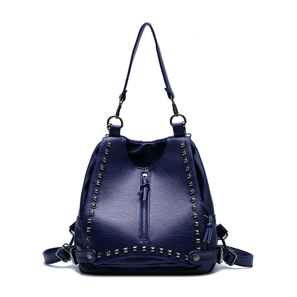 Women Casual Large Capacity Solid PU Shoulder Bags Backpacks