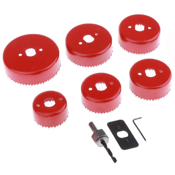 9pcs 51-89mm Hole Saw Cutter Set with Drill Head Anti-slip Fixing Plate Hexagon Shank Arbor