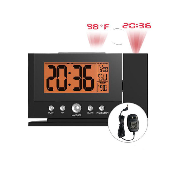 BALDR Digital Projection Alarm Clock 12/24 Hour Optional Calendar Function Indoor Temperature Snooze