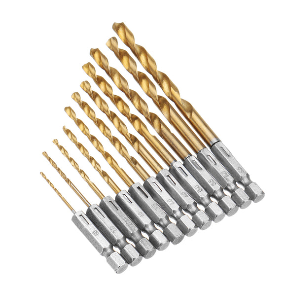 Drillpro 55Pcs 1/4 Inch Hex Shank Twist Drill Bit Set 1.5-6.5mm Titanium Coated HSS Twist Drill Bits