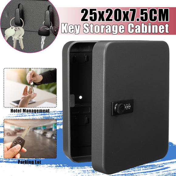 Lock Metal Key Storage Cabinet Wall Mounted Lockable Safe Box Combination Case