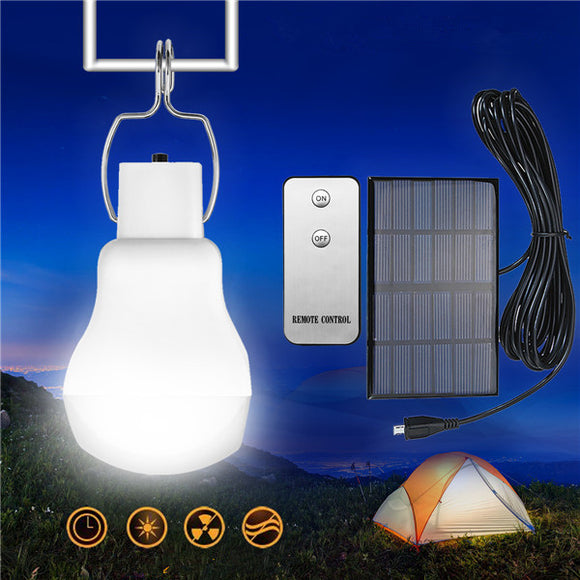 Portable Solar Powered LED Light Bulb Outdoor Emergency Camping Lamp with Remote Control