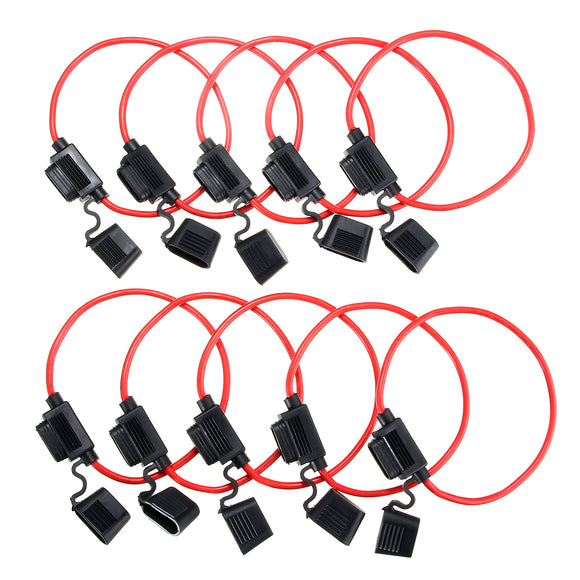10pcs 40A In-Line Car Boat AUTO Blade Fuse Holder Waterproof 12AWG 125V DC