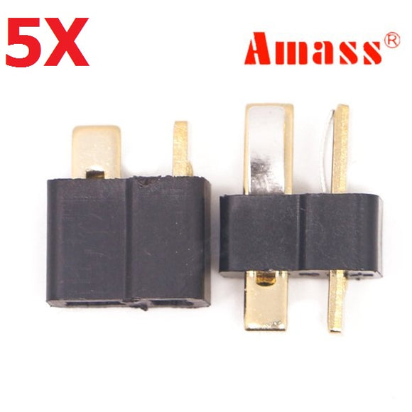 5 Pair Amass AM-1015 T Plug Connector Black Male & Female