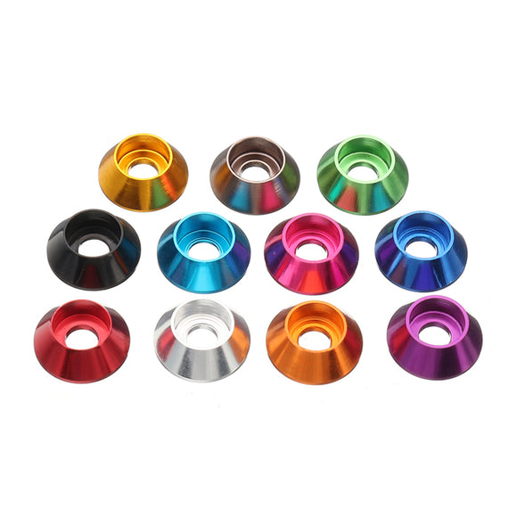 Suleve M6AN1 10Pcs M6 Cup Head Hex Screw Gasket Washer Nuts Aluminum Alloy Multicolor