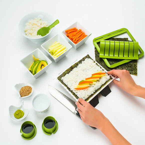 Super Easy Sushi Making Kit DIY Sushi Maker Tools Machine Set Rice Roller Mold Roller Cutter Kitchen Sushi Making Tools