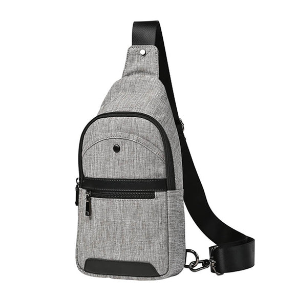 Men Grey Crossbody Bag Oxford Casual Cycling Chest Bag