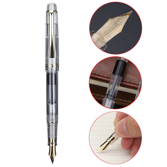 HERO 1202 Transparent Fountain Pen Extra Fine 0.38MM Nib 135MM Ink Absorber Writing